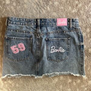Forever 21 Barbie decal rhinestone Denim Studded Mini Skirt M